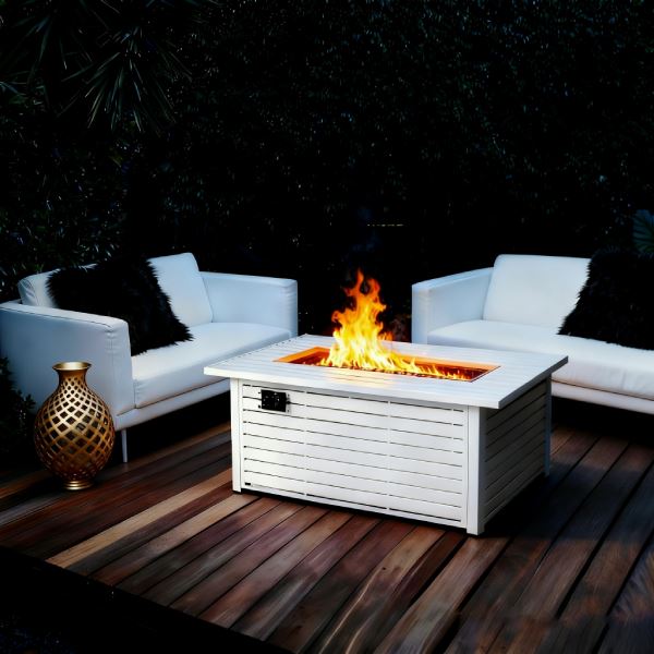 Rectangle White Propane Fire Pit factory